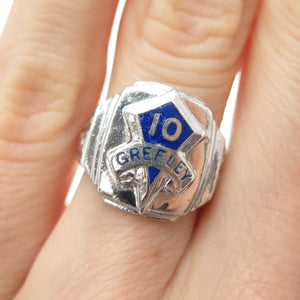 REED & CO. 925 Sterling Silver Vintage 1965 Enamel Greeley School 10 Ring Size 5