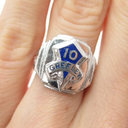 REED & CO. 925 Sterling Silver Vintage 1965 Enamel Greeley School 10 Ring Size 5