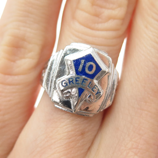 REED & CO. 925 Sterling Silver Vintage 1965 Enamel Greeley School 10 Ring Size 5