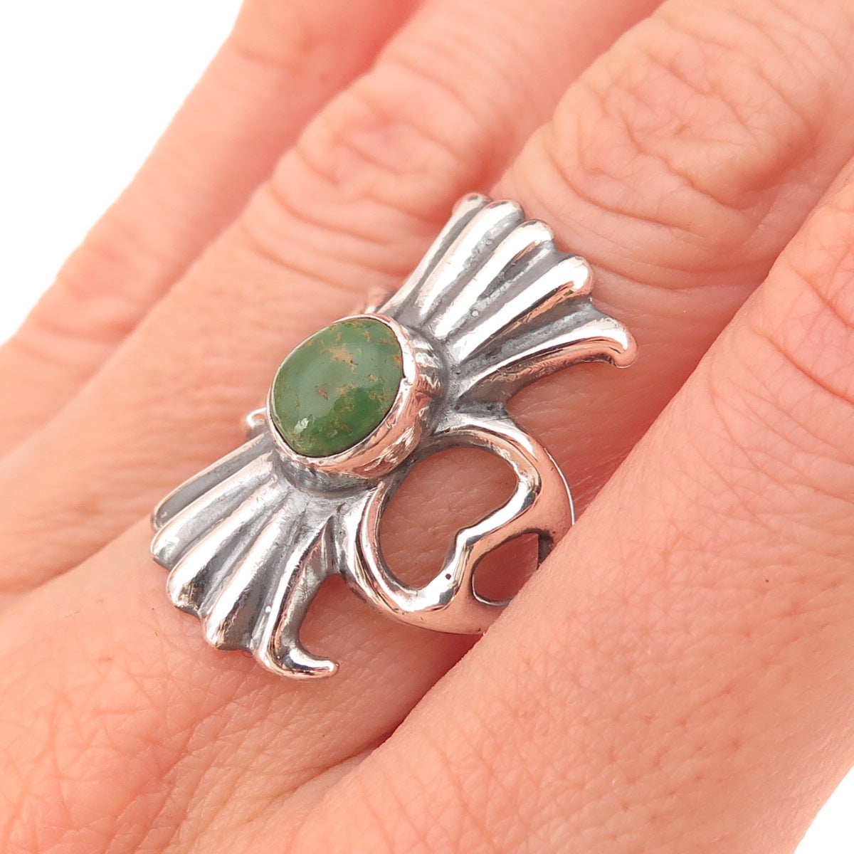 Old Pawn 925 Sterling Silver Vintage Southwestern Royston Turquoise Ring Size 8