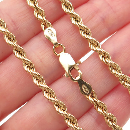 925 Sterling Silver Gold Plated Italy Twisted Rope Chain Necklace 24"