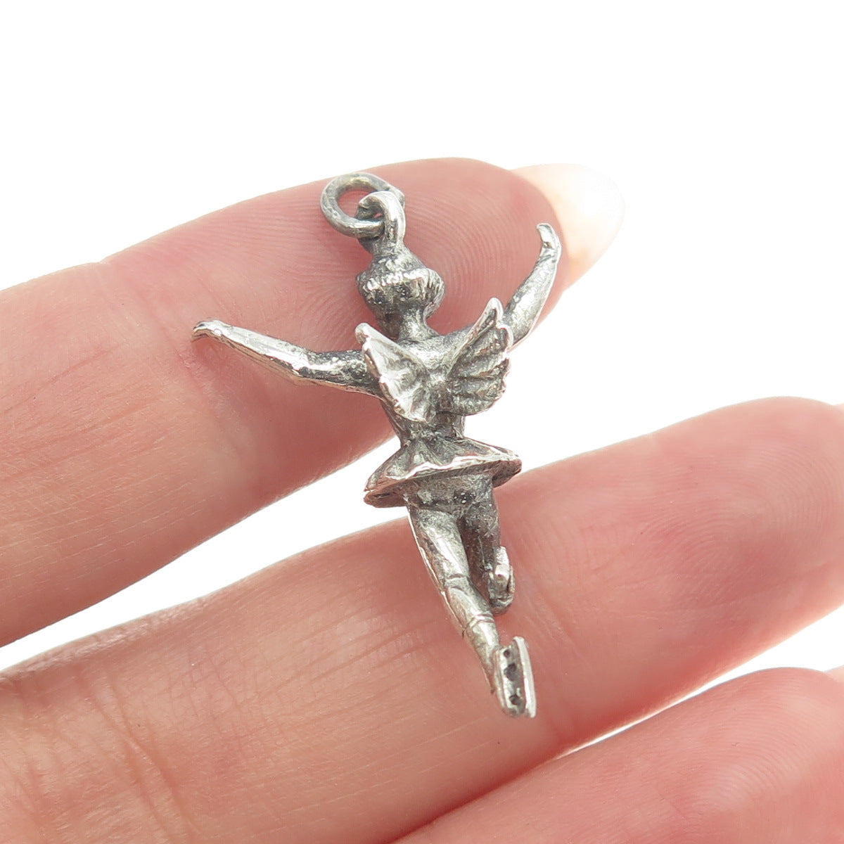 HAYWARD 925 Sterling Silver Antique Art Deco Fairy Minimalist Charm Pendant