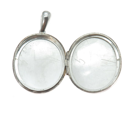 925 Sterling Silver Antique Victorian Engraved Flamingo Locket Charm Pendant