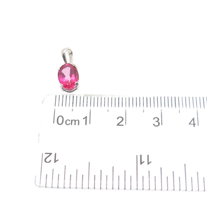 925 Sterling Silver Real Oval-Cut Ruby Minimalist Charm Pendant