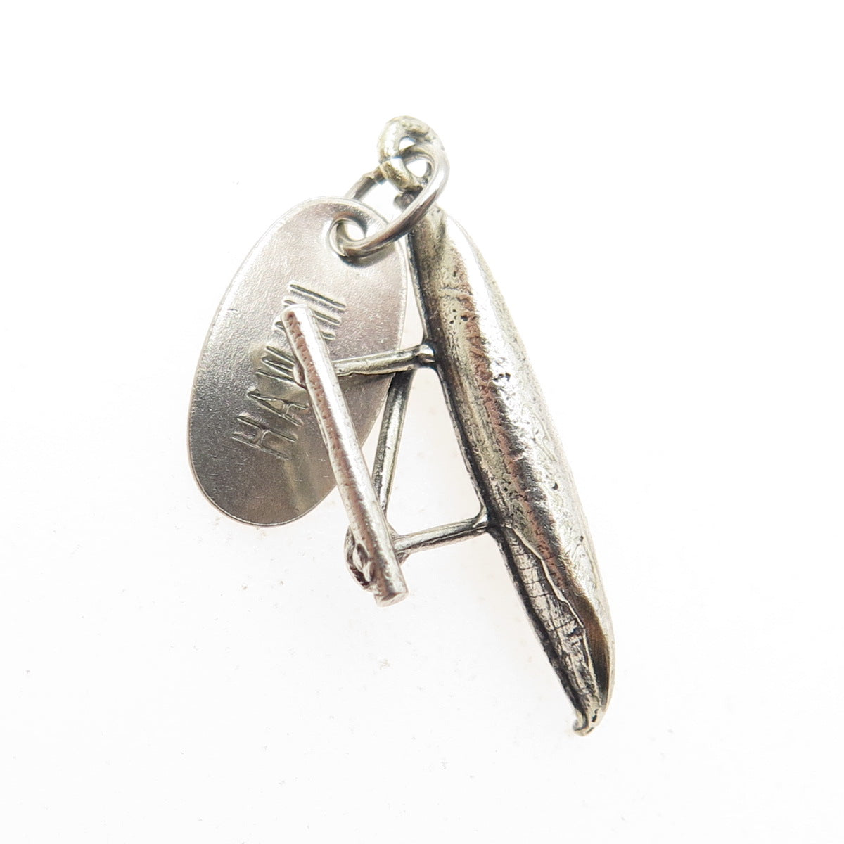 925 Sterling Silver Antique Art Deco Hawaii Canoe Minimalist Charm Pendant