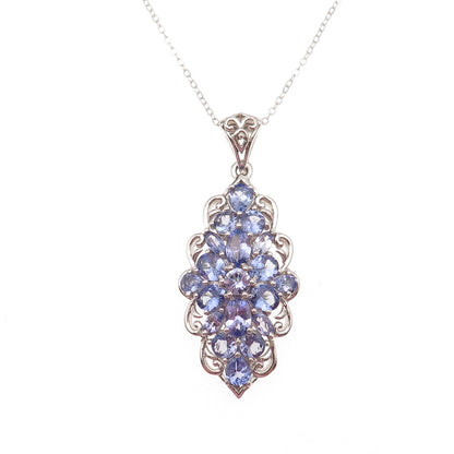 Chuck Clemency 925 Sterling Silver Real Tanzanite Cable Chain Necklace 20"