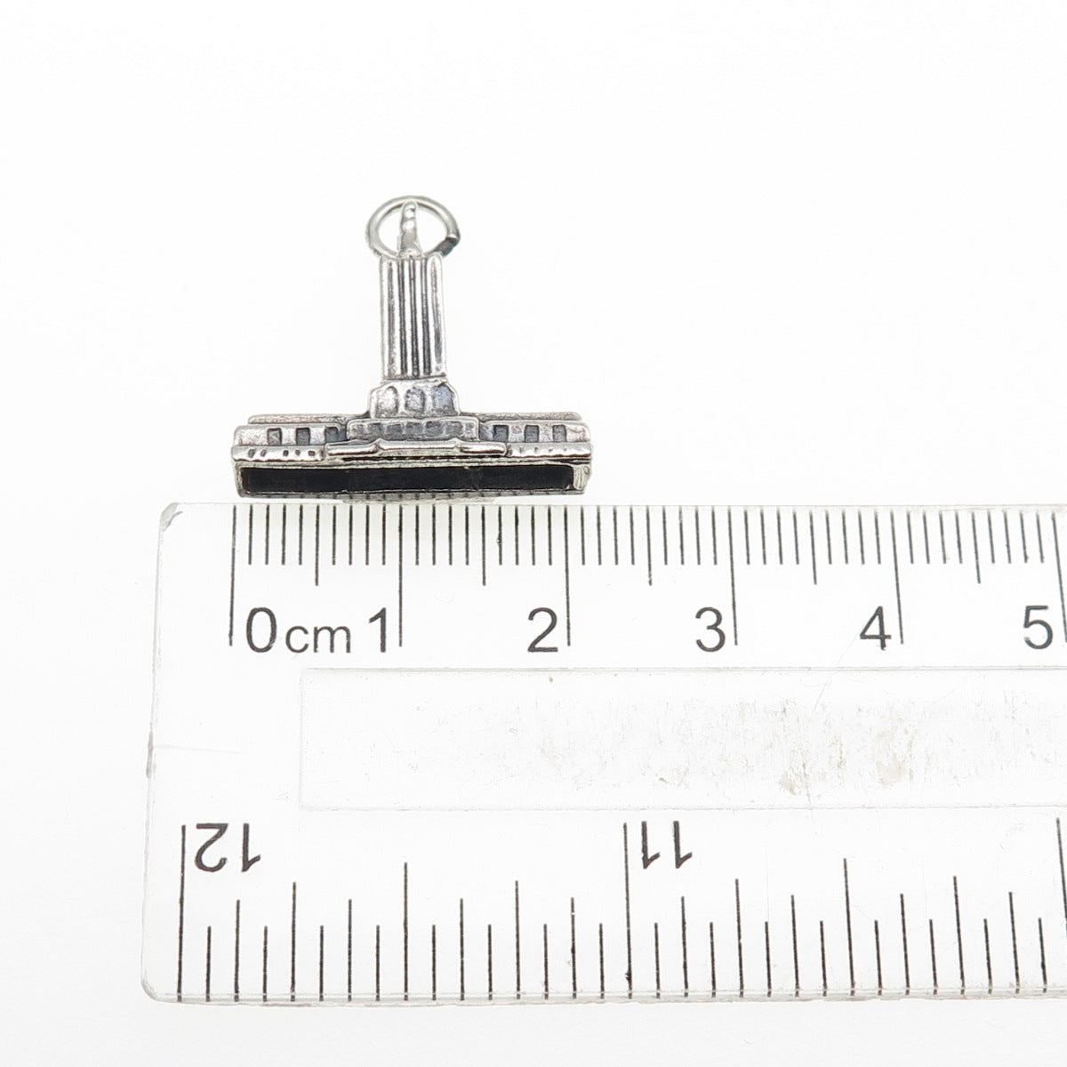 DANECRAFT 925 Sterling Silver Vintage Independence Hall Oxidized Mini 3D Pendant