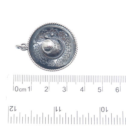 CARTELAN 925 Sterling Silver Vintage Mexico Sombrero Oxidized 3D Charm Pendant