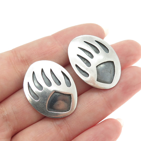 925 Sterling Silver Vintage Mexico Bear Paw Clip On Earrings