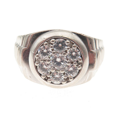 925 Sterling Silver Round-Cut C Z Signet Ring Size 10.25