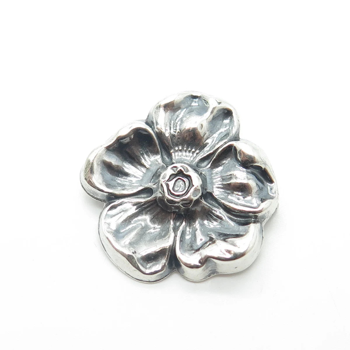 925 Sterling Silver Antique Art Deco Tropical Floral Hollow Pin Brooch