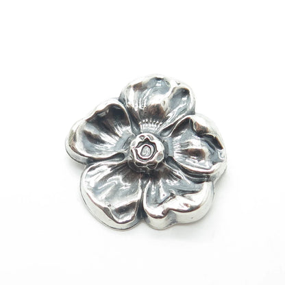 925 Sterling Silver Antique Art Deco Tropical Floral Hollow Pin Brooch