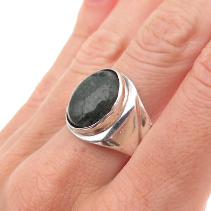 Carlos Silva 925 Sterling Silver Vintage Real Agate Modernist Ring Size 11