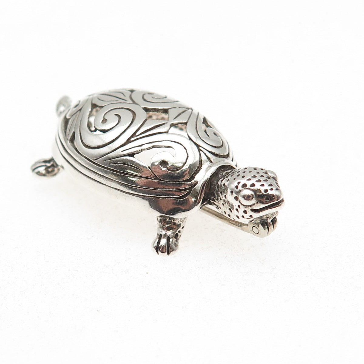 JEZLAINE 925 Sterling Silver Vintage Turtle Oxidized Pin Brooch