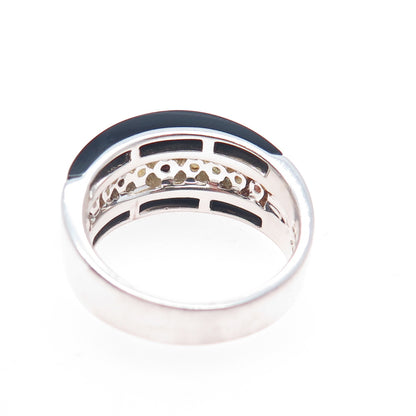 925 Sterling Real Onyx Blue Topaz Citrine Garnet Amethyst Peridot Ring Size 9.25