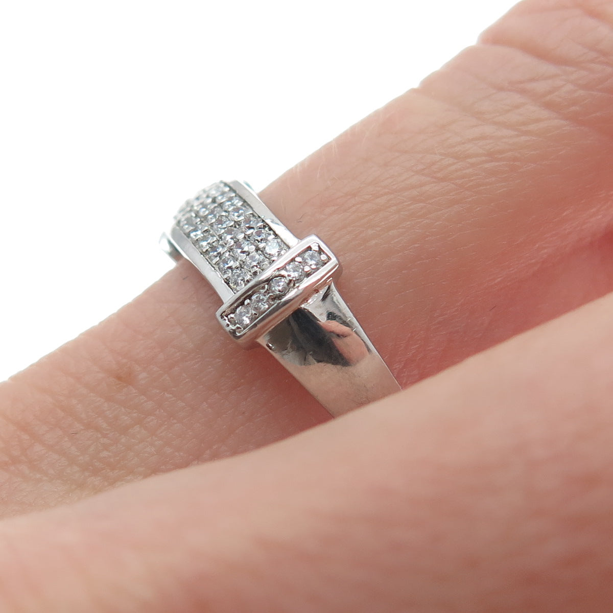 925 Sterling Silver Round-Cut C Z Sparkle Ring Size 9.25
