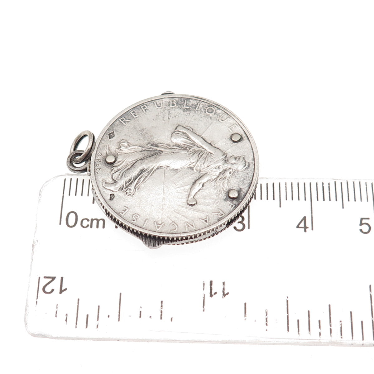 Eloi Pernet 835 Silver Antique 1918 France 2 Francs Coin Pocket Knife Pendant