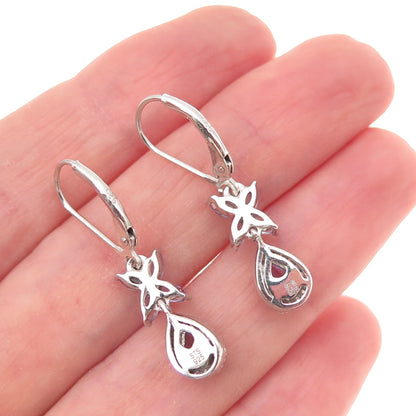 Chuck Clemency 925 Sterling Silver Real Tanzanite & White Topaz Dangle Earrings