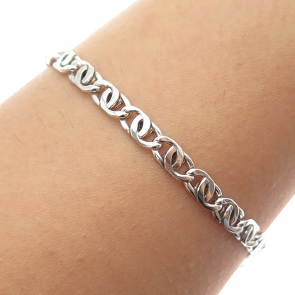 925 Sterling Silver Vintage Italy Twisted Anchor Mariner Link Bracelet 7"