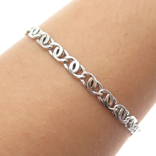 925 Sterling Silver Vintage Italy Twisted Anchor Mariner Link Bracelet 7"