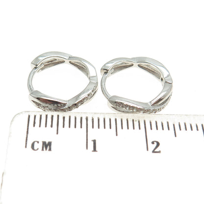 925 Sterling Silver Round-Cut Shaped C Z Infinity Huggie Earrings