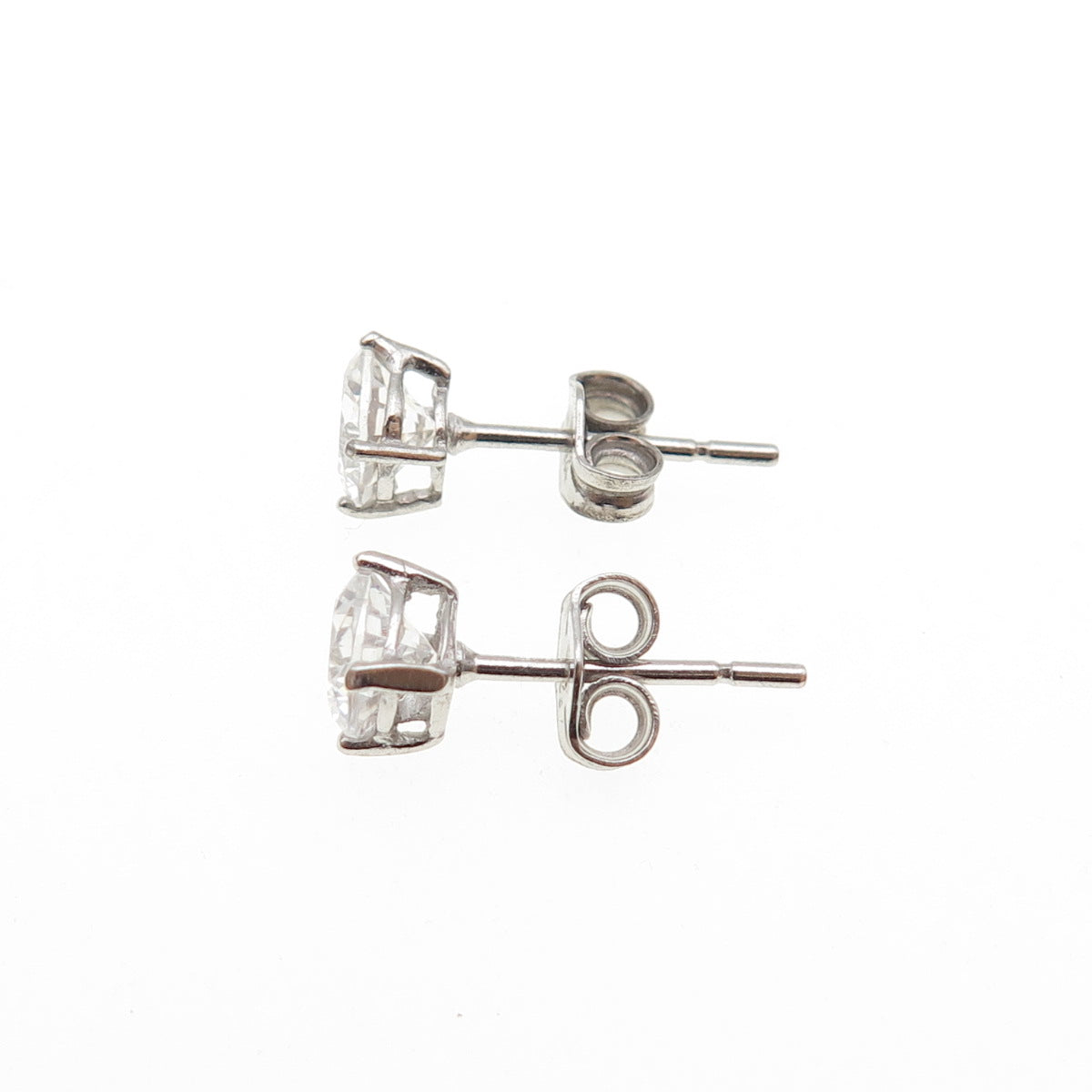 925 Sterling Silver Round-Cut C Z Stud Earrings