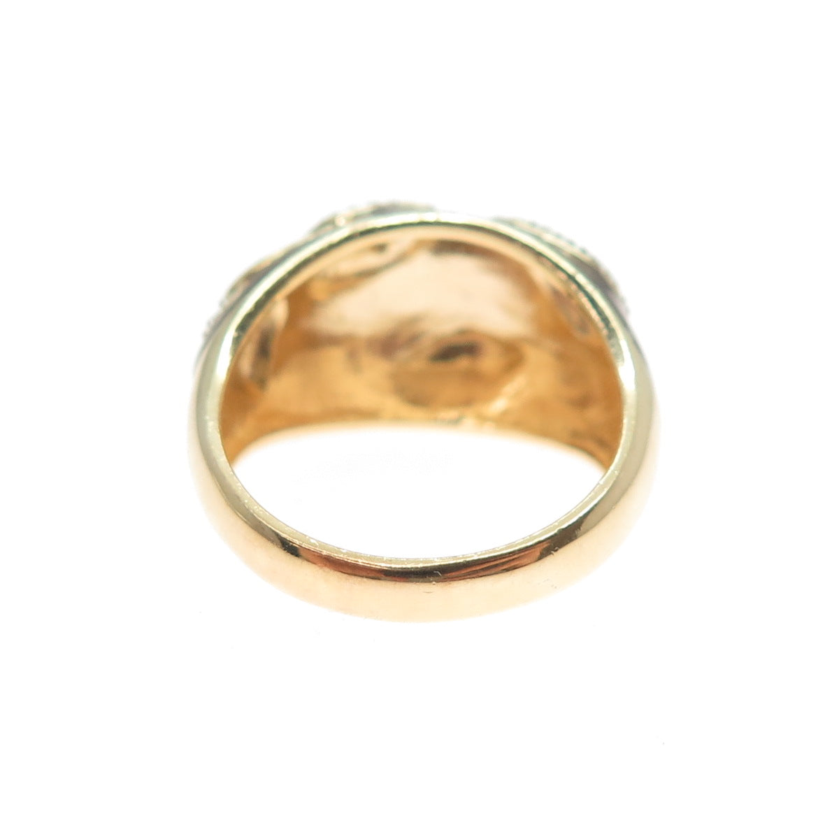 ROSS SIMONS 925 Sterling Gold Plated Enamel Diamond Accent Floral Ring Size 7.25