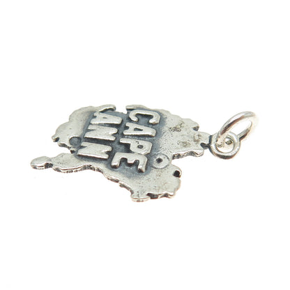 925 Sterling Silver Vintage Cape Ann Minimalist Oxidized Charm Pendant