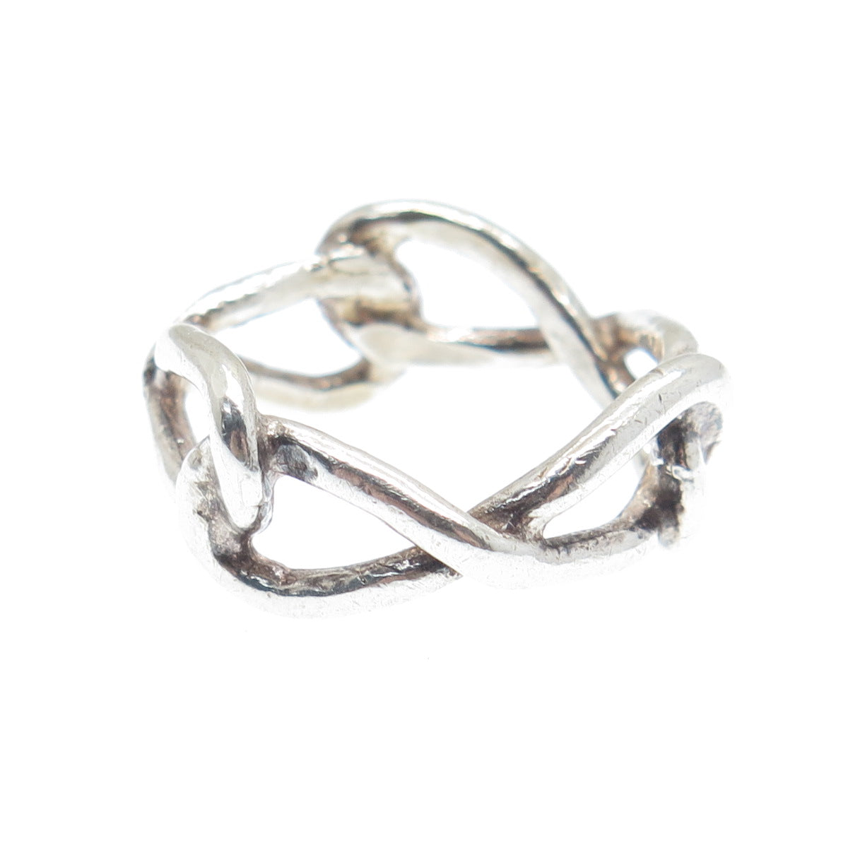 925 Sterling Silver Vintage Knot Modernist Band Ring Size 7