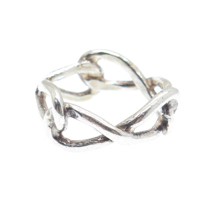 925 Sterling Silver Vintage Knot Modernist Band Ring Size 7