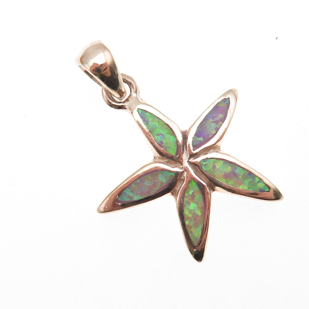 925 Sterling Silver Real Opal Star Floral Charm Pendant