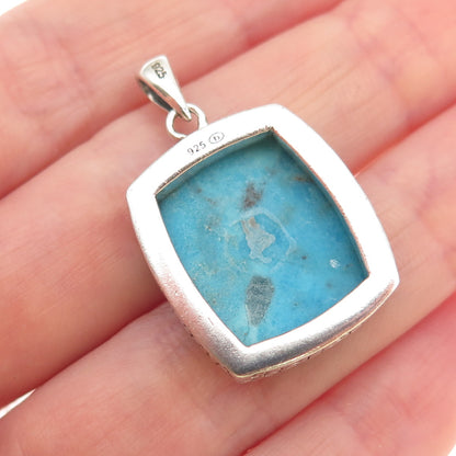 BOMA 925 Sterling Silver Vintage Real Morenci Turquoise Charm Pendant