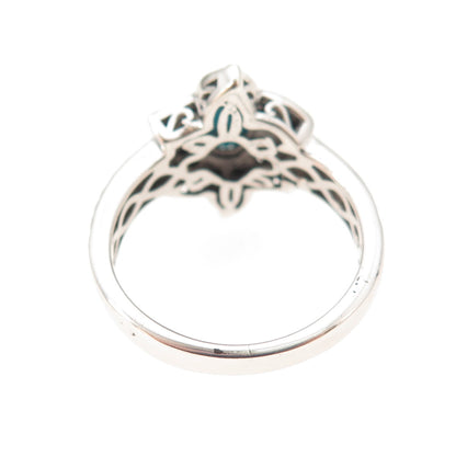 Chuck Clemency 925 Sterling Silver Real Turquoise & Spinel Floral Ring Size 8.25