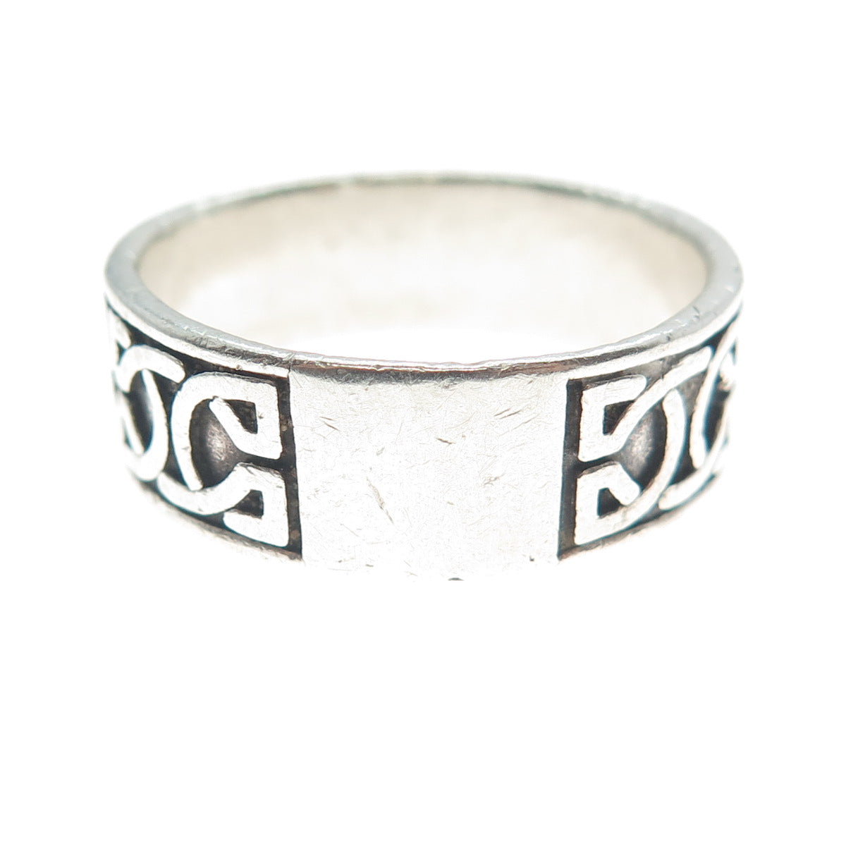 WALDECK JOHNSON 925 Sterling Silver Vintage Celtic Knot Oxidized Ring Size 11.25
