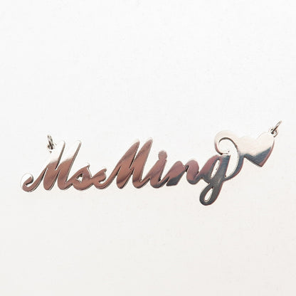 925 Sterling Silver Ms Ming Nameplate Centerpiece Charm Pendant