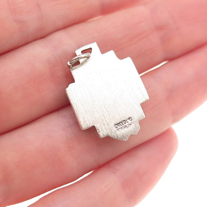 Creed 925 Sterling Silver Vintage Jesus Cross Oxidized Charm Pendant