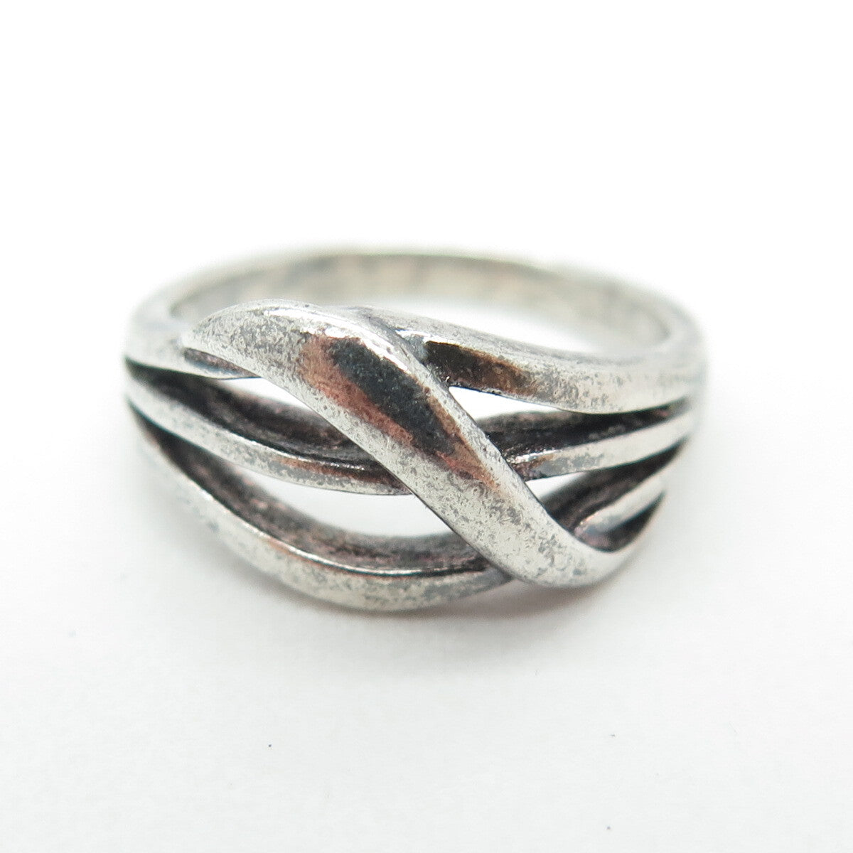 CHAPAL ZENRAY 925 Sterling Silver Vintage Crisscross Oxidized Ring Size 6