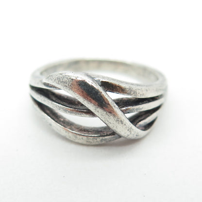 CHAPAL ZENRAY 925 Sterling Silver Vintage Crisscross Oxidized Ring Size 6