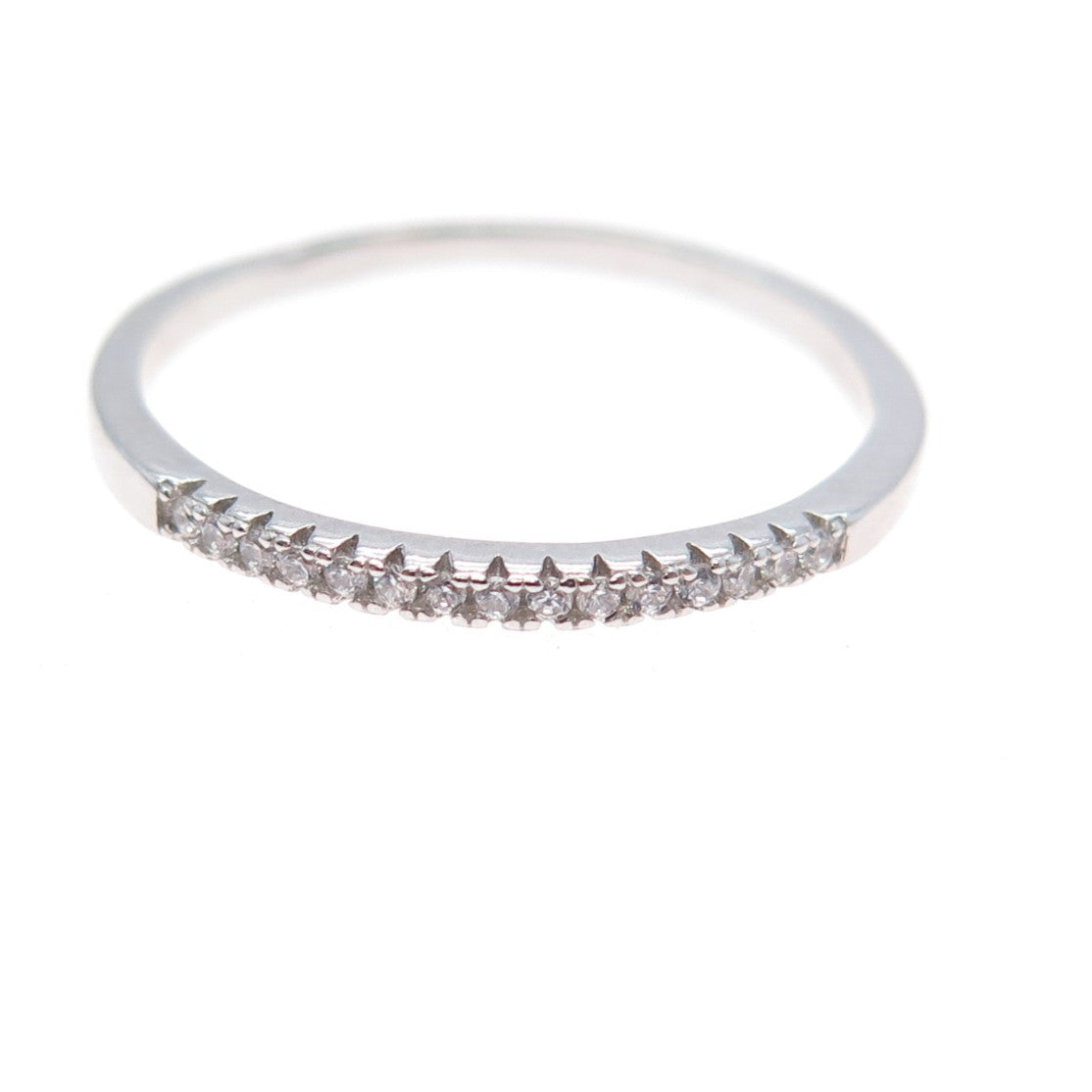 925 Sterling Silver Round-Cut C Z Half Eternity Stackable Band Ring Size 8
