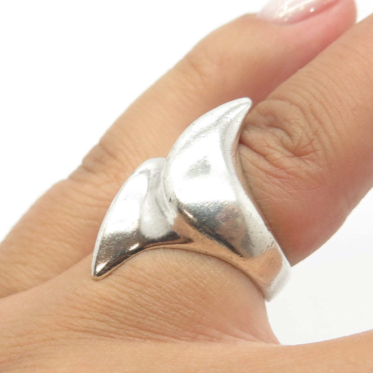 925 Sterling Silver Vintage Italy Bypass Modernist Ring Size 5.75