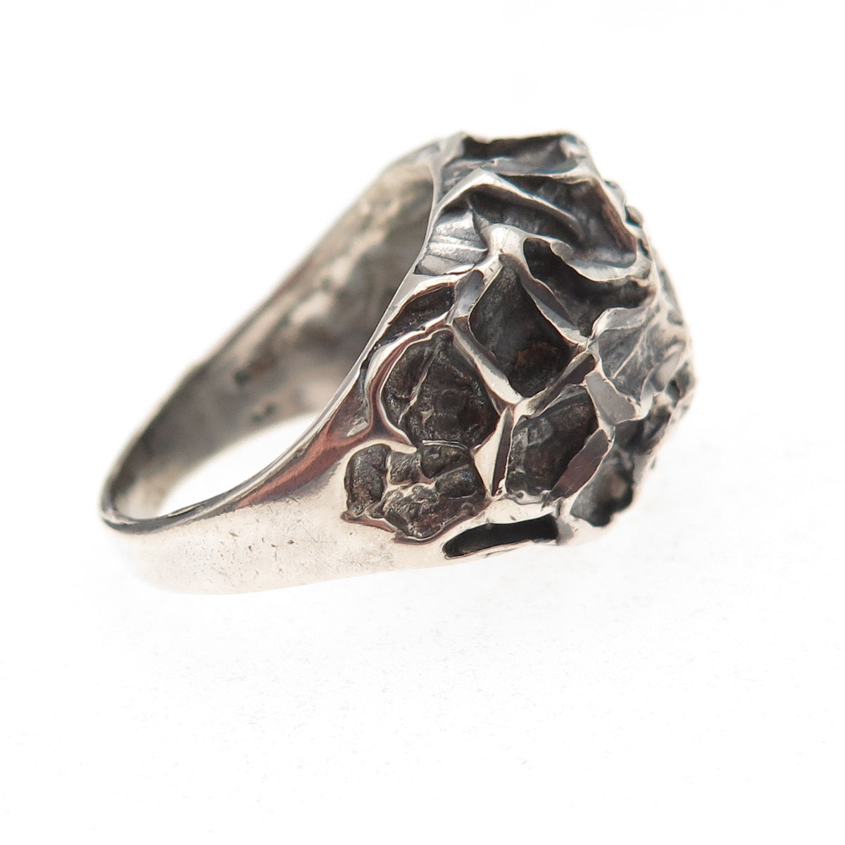 925 Sterling Silver Vintage Modernist Oxidized Ring Size 8.5
