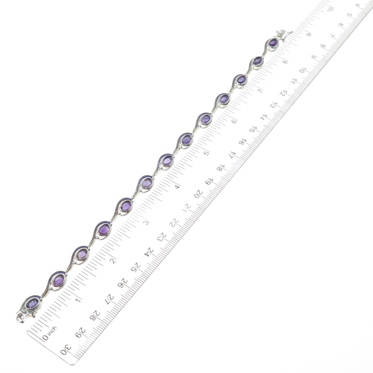 ROSS SIMONS 925 Sterling Silver Vintage Enamel Real Amethyst Bracelet 8.25"