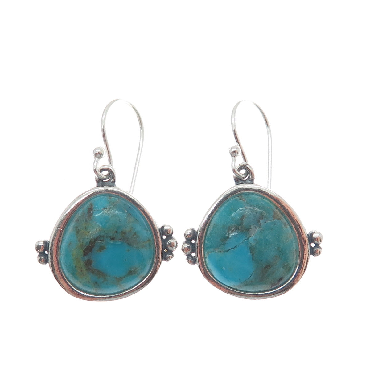 DESERT WIND 925 Sterling Silver Southwestern Real Turquoise Dangle Earrings