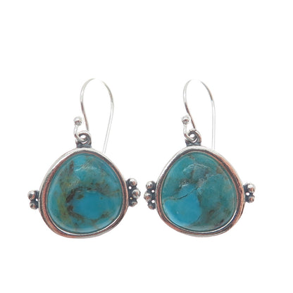 DESERT WIND 925 Sterling Silver Southwestern Real Turquoise Dangle Earrings