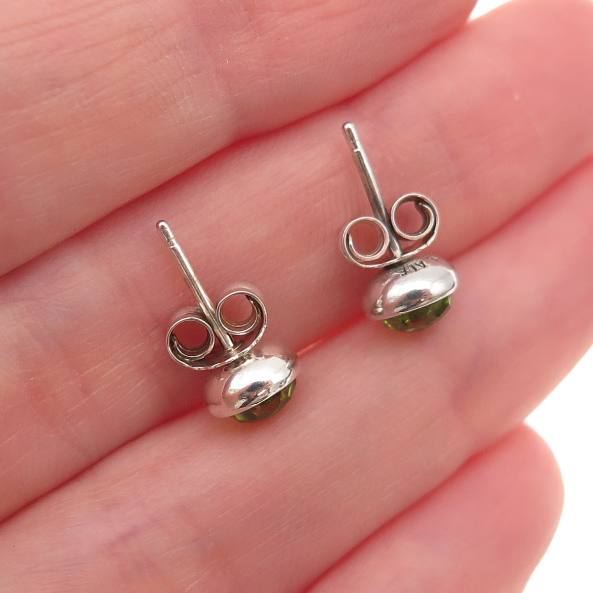 Pandora 925 Sterling Silver Real Peridot August Birthday Blooms Stud Earrings