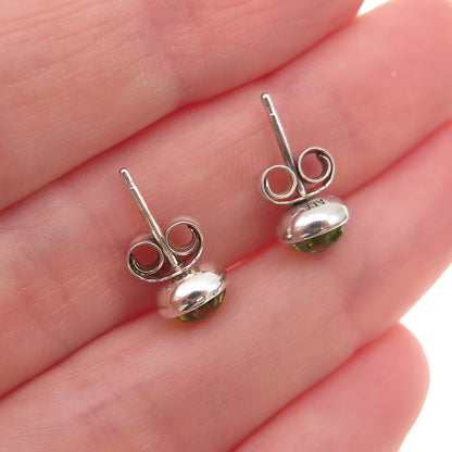 Pandora 925 Sterling Silver Real Peridot August Birthday Blooms Stud Earrings