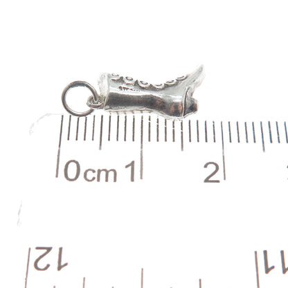 925 Sterling Silver Antique Ladies Boot Minimalist Oxidized 3D Charm Pendant