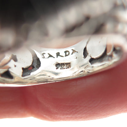 SARDA Sterling Silver Vintage Smoky Quartz Granulated Oxidized Ring Size 5.25