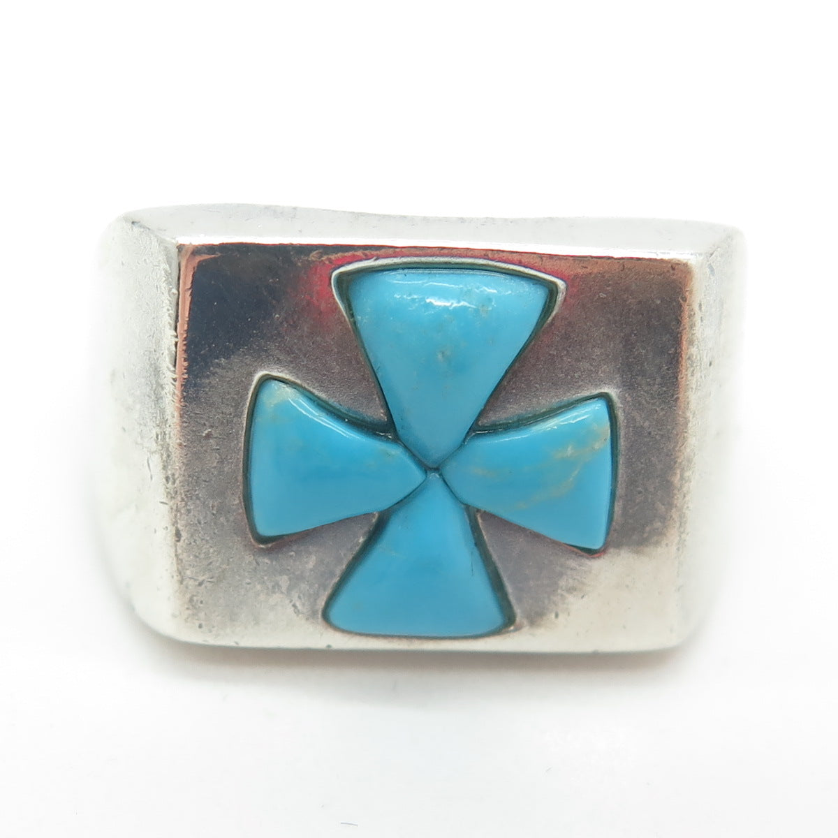 JAY KING DESERT ROSE 925 Sterling Silver Vintage Turquoise Cross Ring Size 10