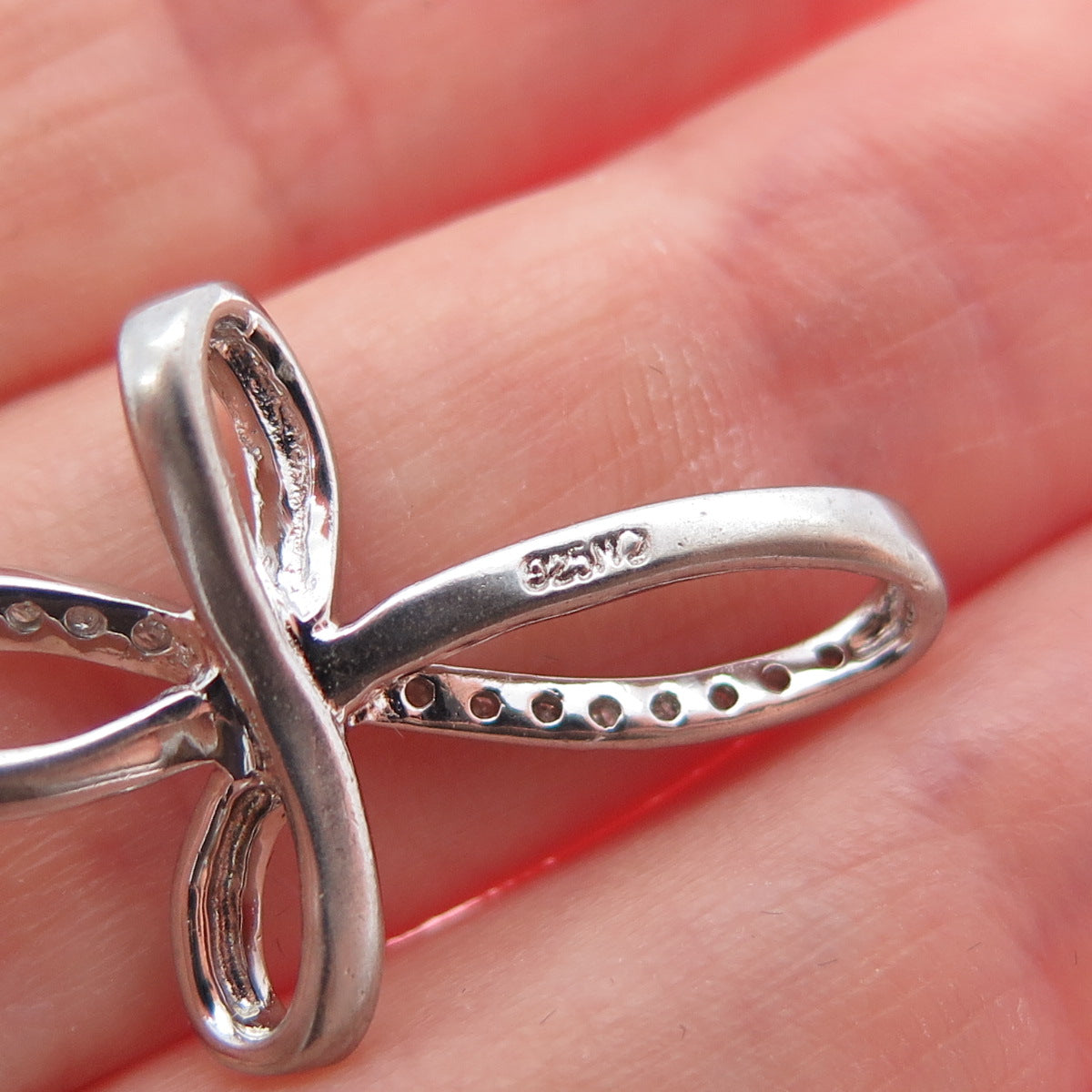 CHARLES WINSTON 925 Sterling Silver Real Diamond Infinity Cross Slide Pendant